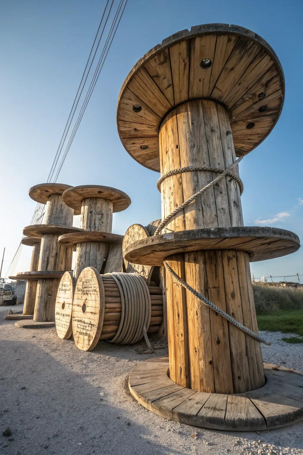 Redesign with flair: Turn reel spools into a tough ascending mast.