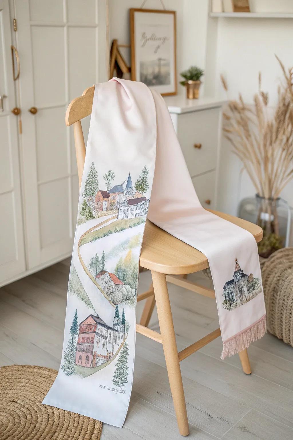 Celebrate memories with a hand-painted graduation stole, seamlessly blending artistry and personal sentiment.
