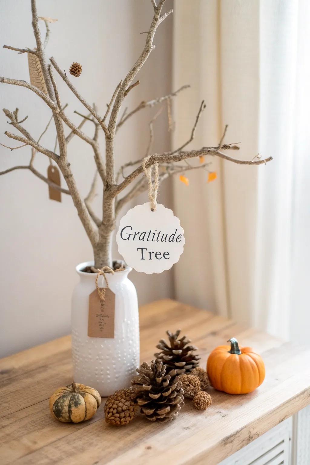 Celebrate the season of gratitude with a minimalist sentiment. 🍂✨ #GratitudeTree #AutumnDecor