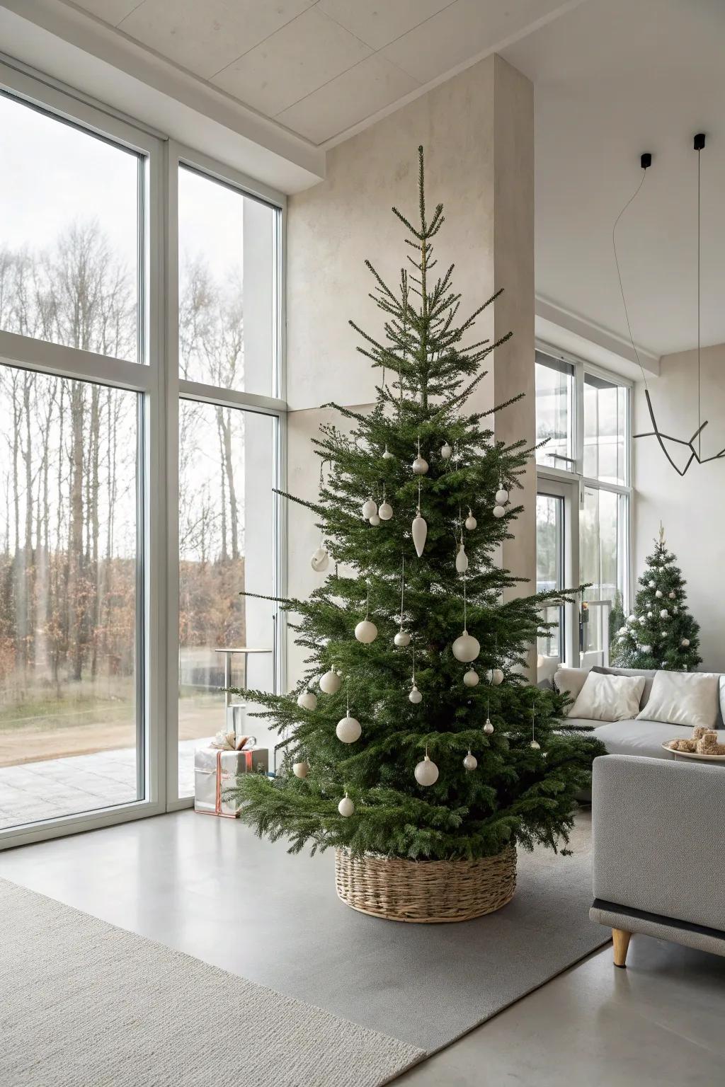 A streamlined modern Christmas tree, radiating chic simplicity.