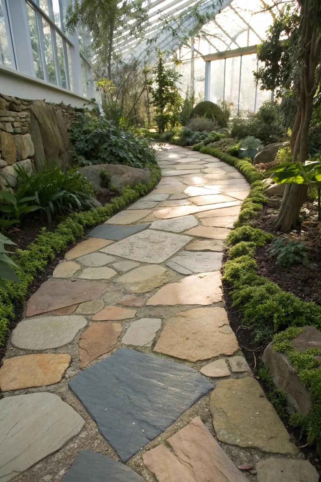 Step into a charmed sanctuary with this unrefined untreated rock pathway, where artistry converges with nature's allure.