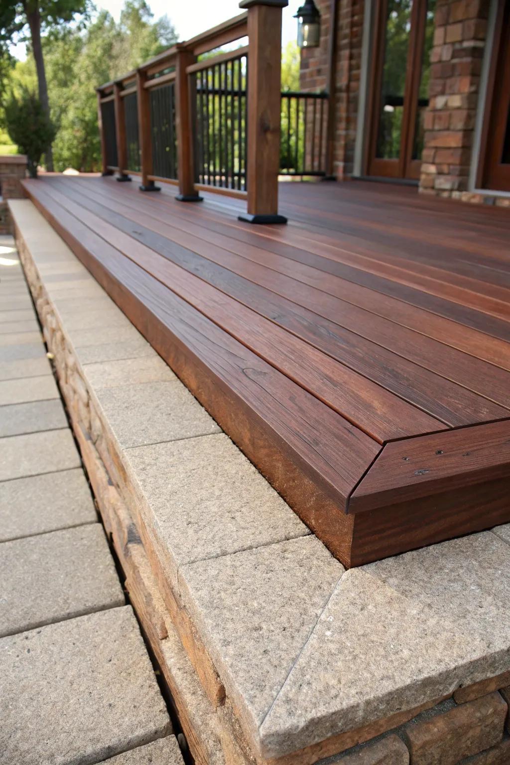 Raise your outdoor area using assorted textured materials, culminating in a deck uniquely reflecting your style.