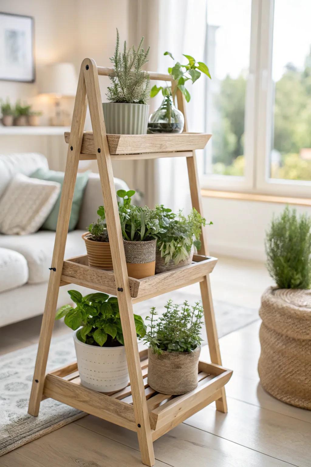 Usher nature indoors with an awe-inspiring handcrafted ledge herb garden that balances minimalism and natural appeal.