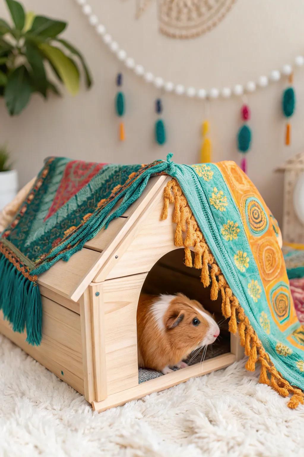 Infuse a burst of color and joy into your guinea pig's dwelling with vibrant boho accents!