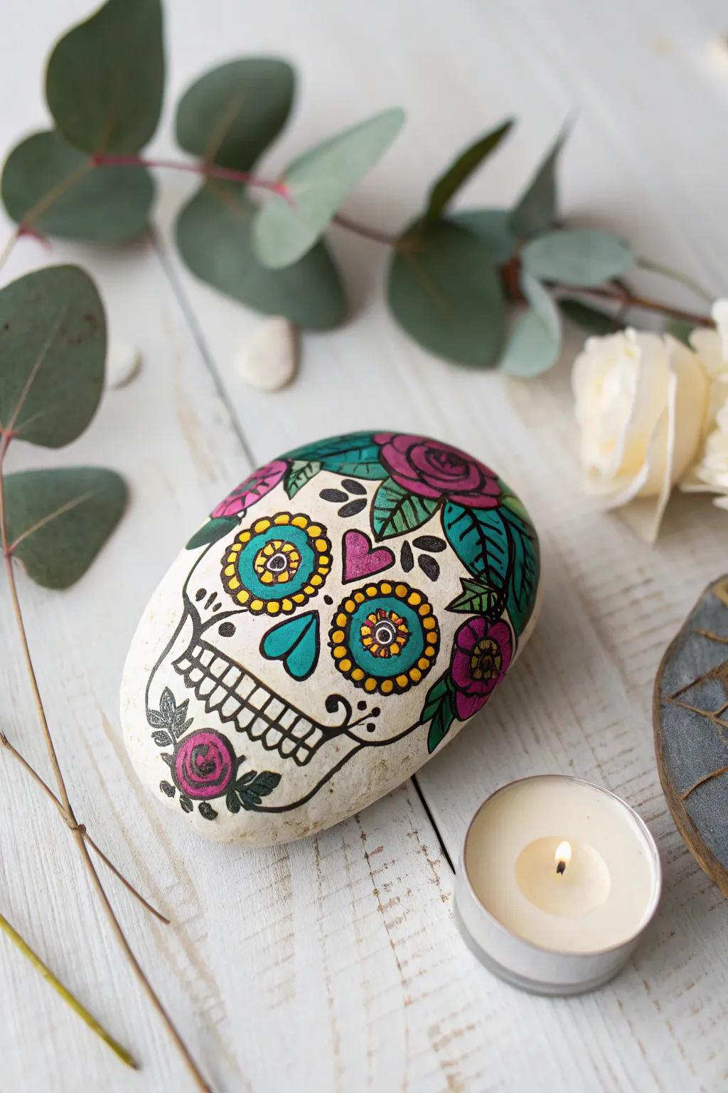 Celebrate All Hallow's Eve using a dash of elegance: Sugar cranium stone artistry satisfies minimalism.