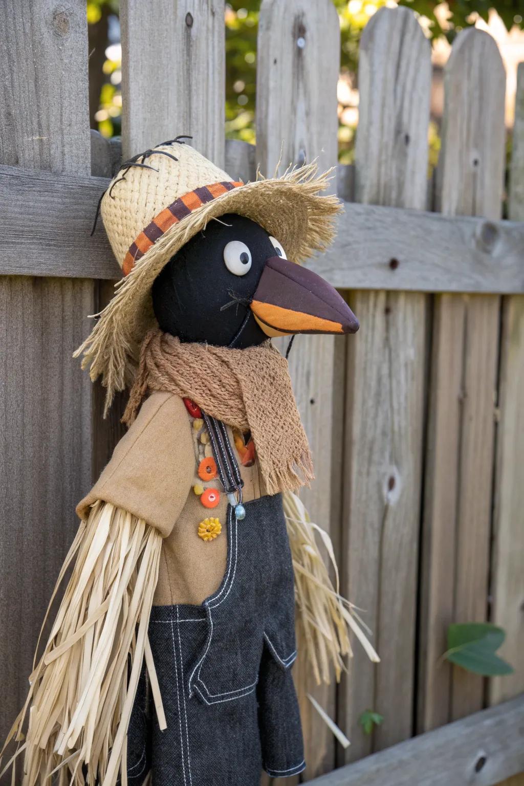 Add a dash of playfulness to your Halloween with a captivating crow scarecrow, blending minimalist and Boho elegance. 🐦✨