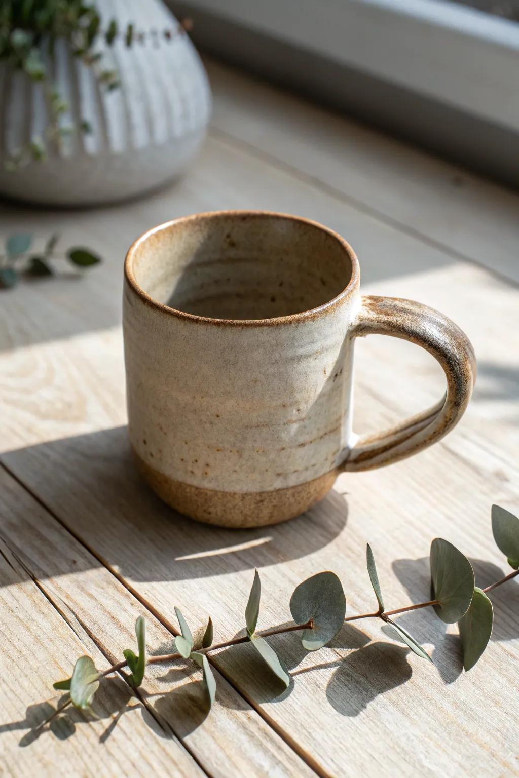 Appreciate the elegance of simplicity with this unpolished minimalist mug, where inherent grace meets handmade artistry.