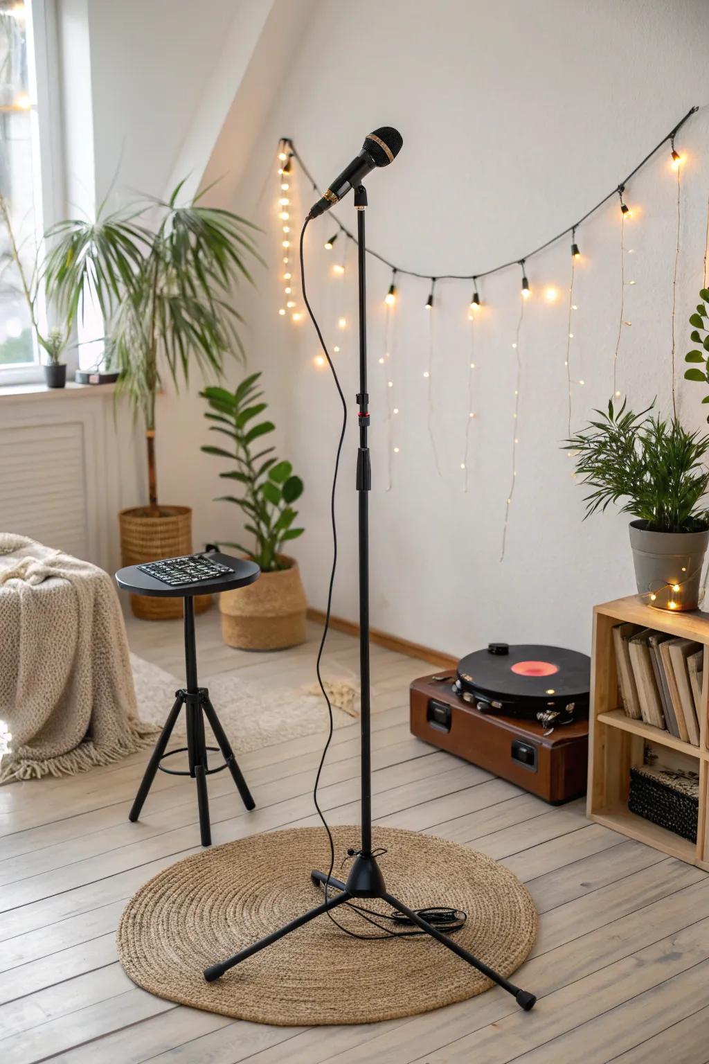 Set the stage for a magical themed karaoke night with this stunning Scandinavian-Boho inspired setup. 🎤✨ #KaraokeNight #MinimalistBoho