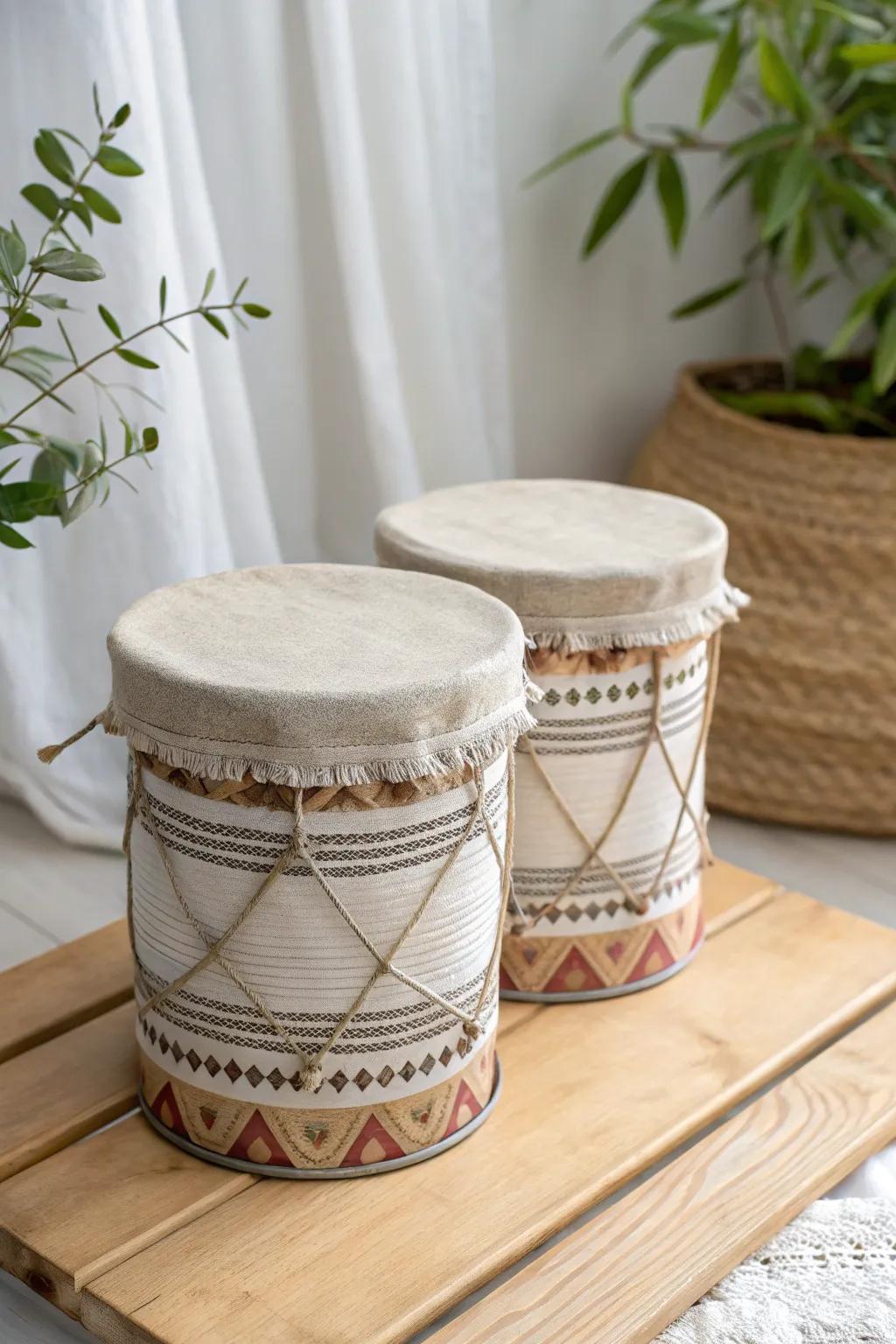 Convey your ingenuity via these captivating DIY metallic receptacle hand drums—perfect for unplanned acoustic sessions!