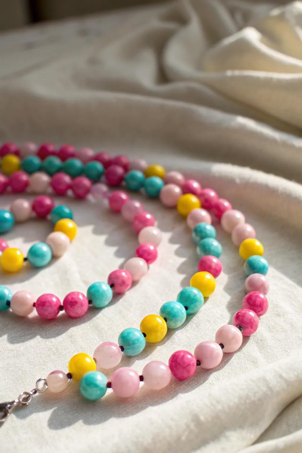 Brighten your day with a hint of handmade charm: Vivid Pony Bead Rosary.