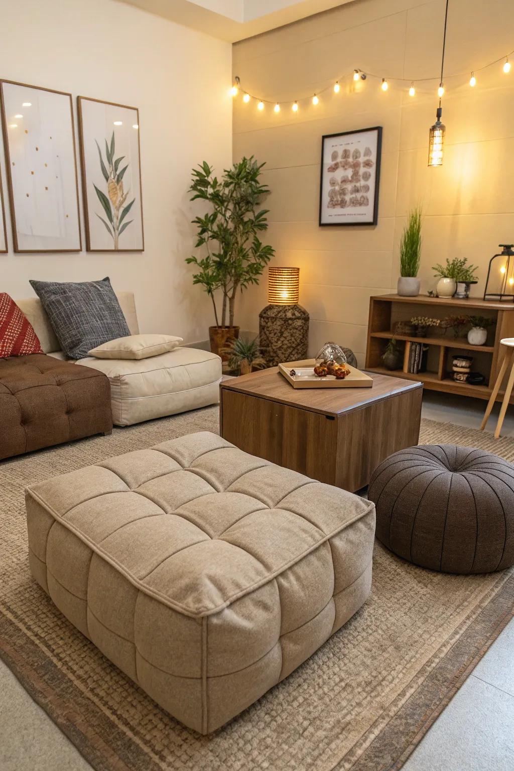 Efficient use of area with flexible furniture solutions.