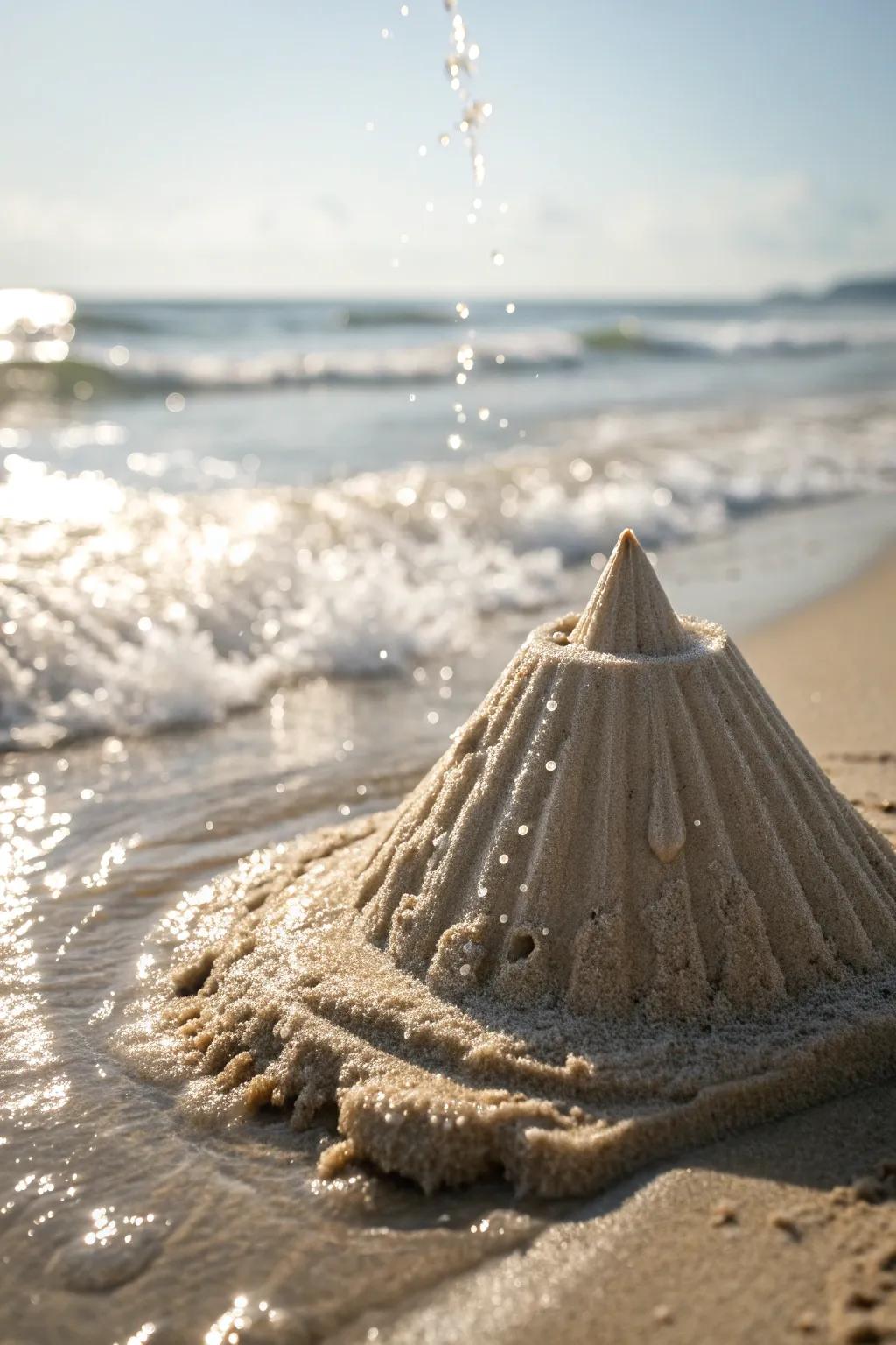 Embark on a Sand and Water Expedition: Construct your personalized beachside volcano!