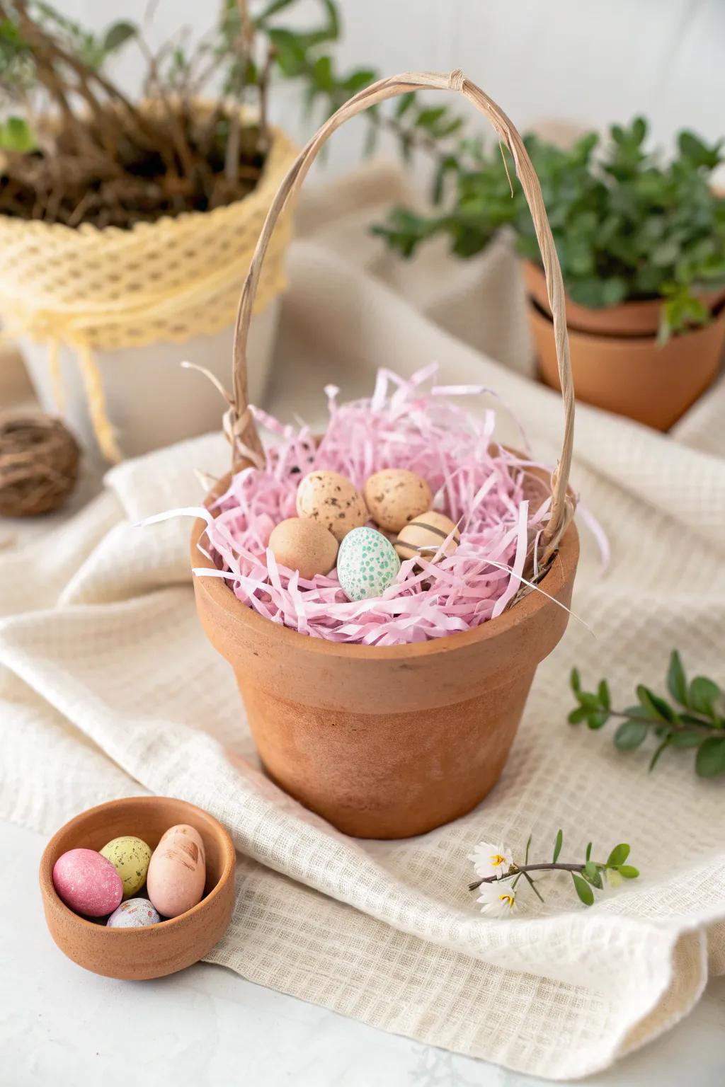 Elevate your Easter gifting with an endearing earthenware receptacle, fitting for garden enthusiasts and minimalists equally.