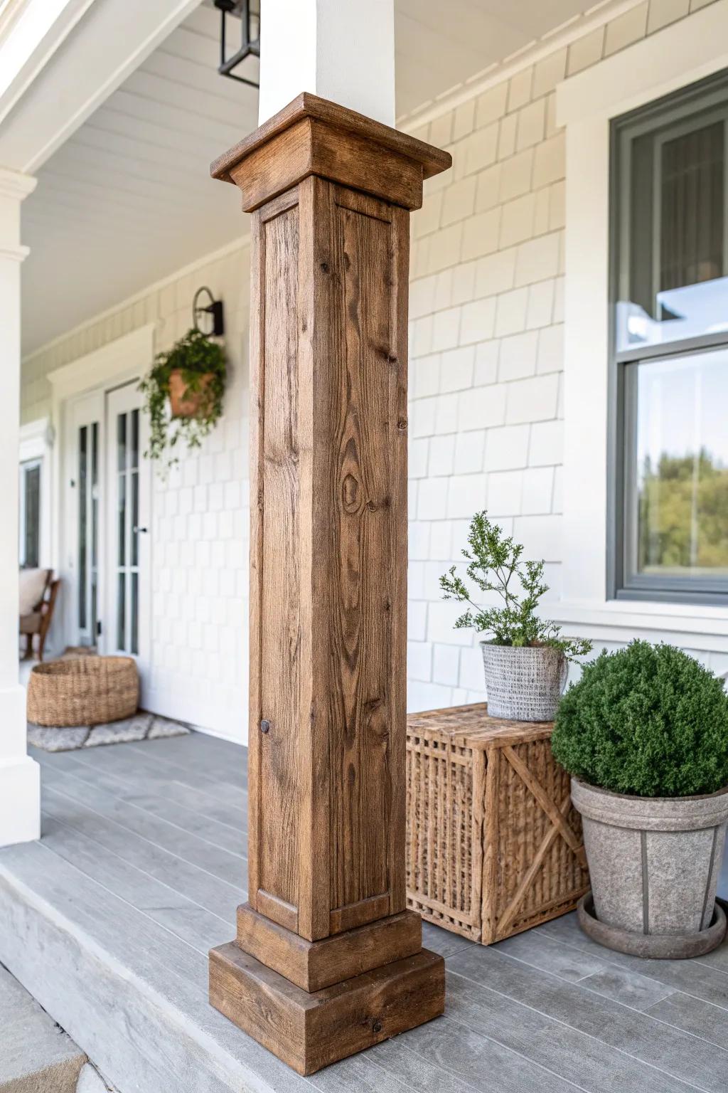 Reimagine your porch with the countryside allure of simulated timber wraps—refined, long-lasting, and undeniably chic.