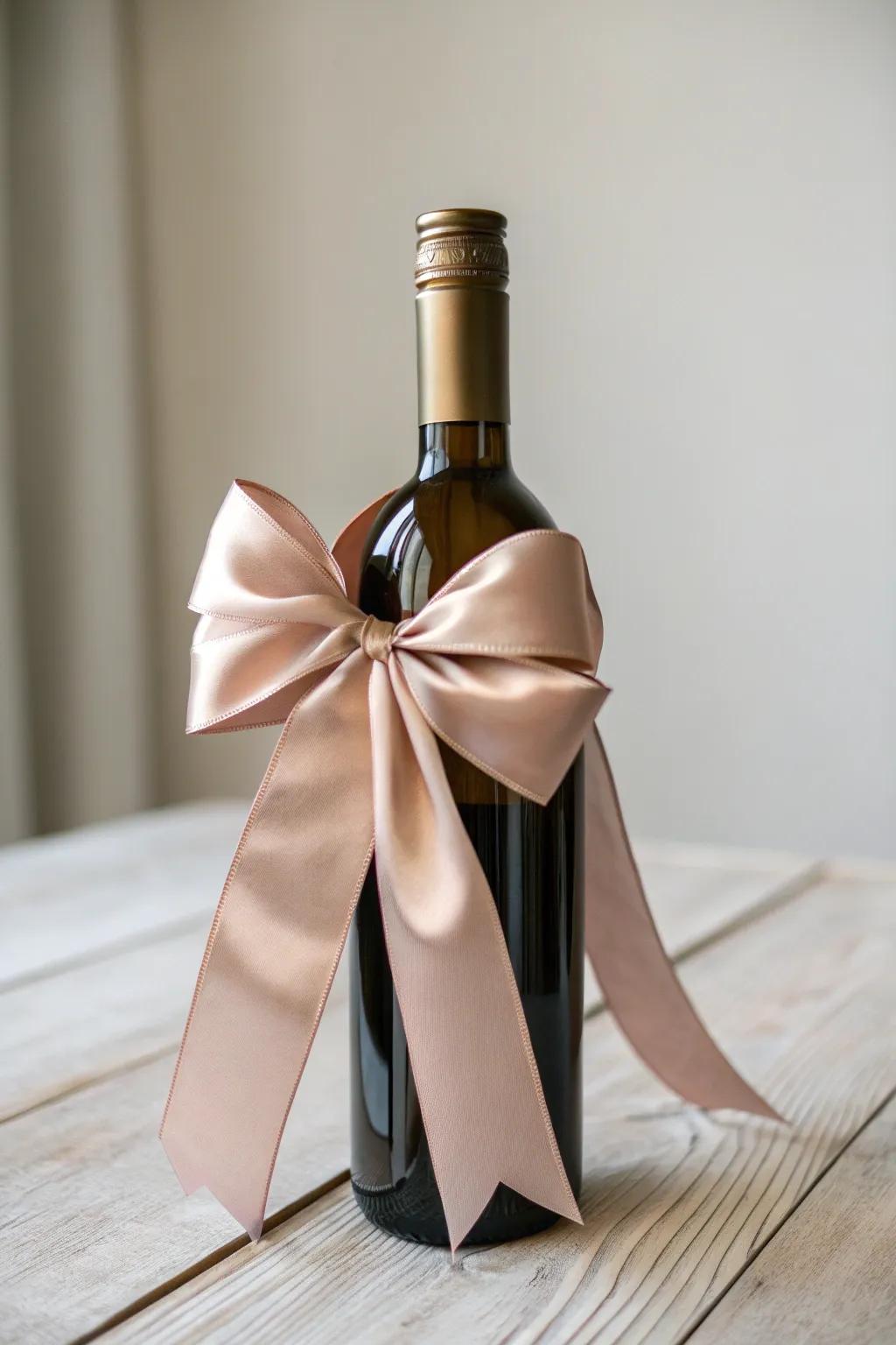 Transform simple beauty into a declaration using simply a strip and decorative knot. #MinimalistAppeal #WineGifting