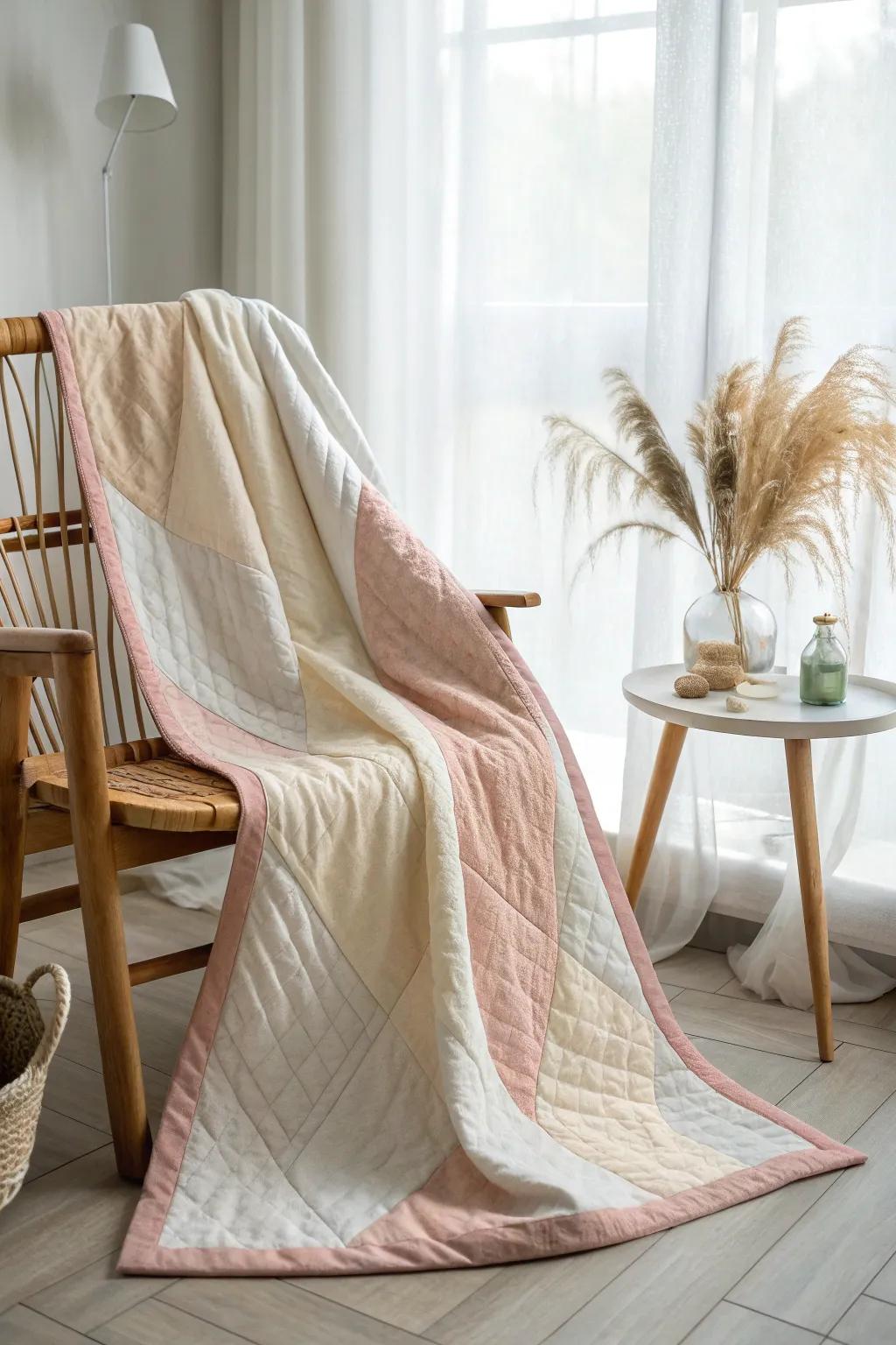 Elevate your quilt's aesthetic with dual-tone sashing for a modern, textured outcome that resonates with the essence of Scandinavian simplicity.