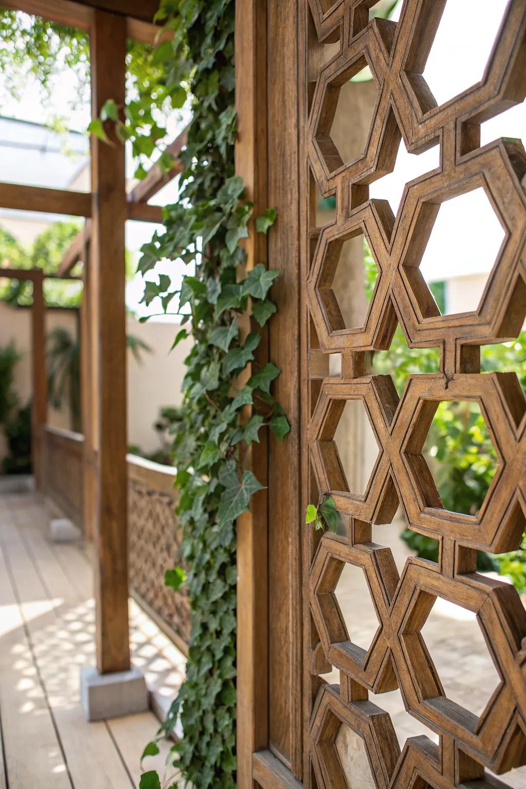 Elevate your outdoor area through the ageless grace of crisscross boards.