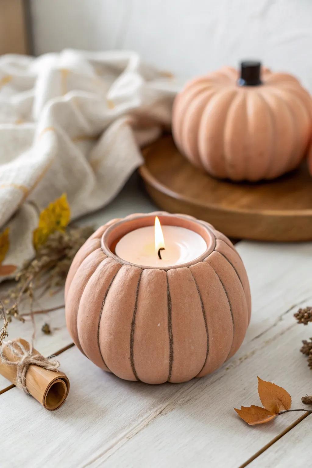 Charming medium pumpkin vessels: the ideal handcrafted touch for enhancing the Thanksgiving table.