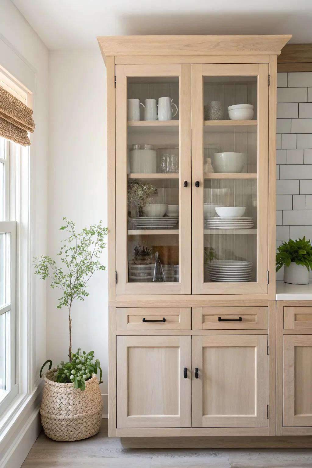 Raise your kitchen's appeal with the sophistication of glass-featured doors, combining simplicity and natural beauty.