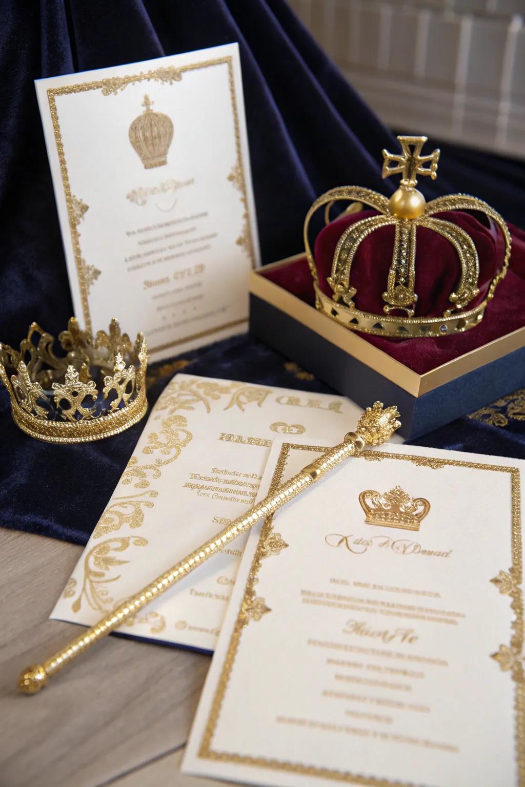 Introduce a hint of opulence with grandeur icons on your invitations.