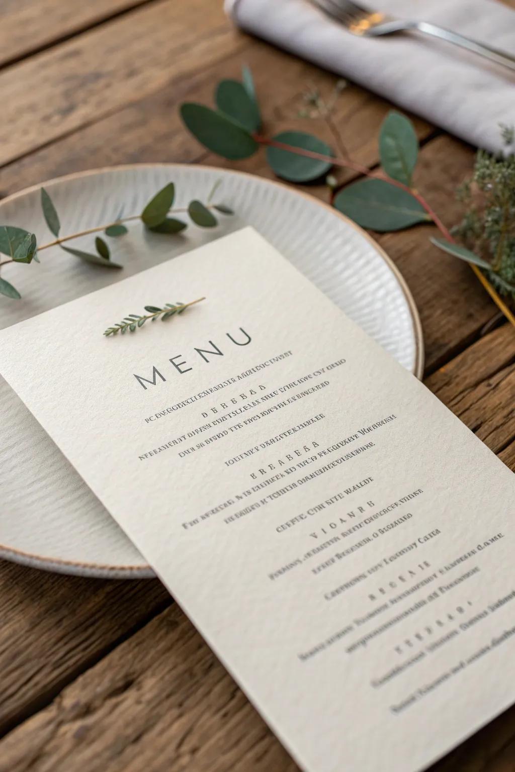 Elegance through simplicity: A simple menu that transforms each meal into an experience.