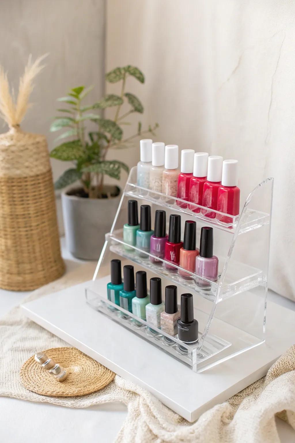 Elevate your enamel selection through a fashionable polymer tower that empowers each hue to beam.