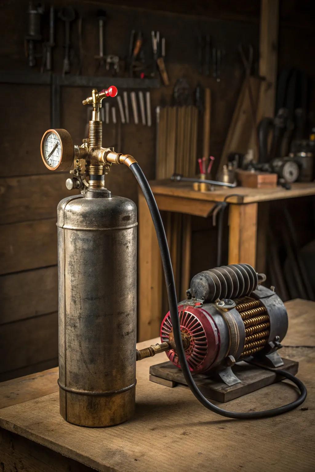 Breathing new life into the old: A handcrafted air compressor with vintage flair.