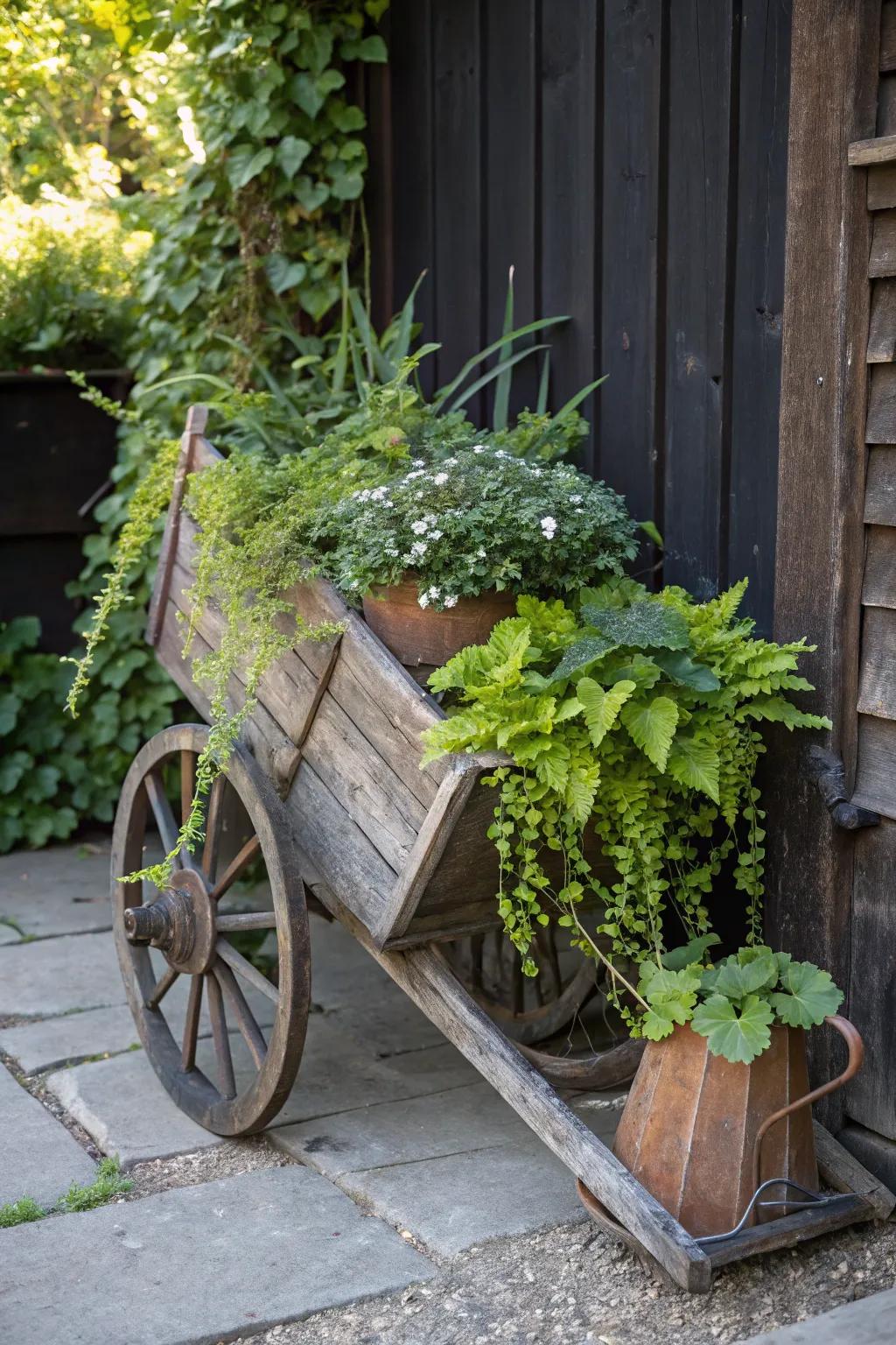 Transform an old wheelbarrow into a show-stopping upright garden centerpiece.