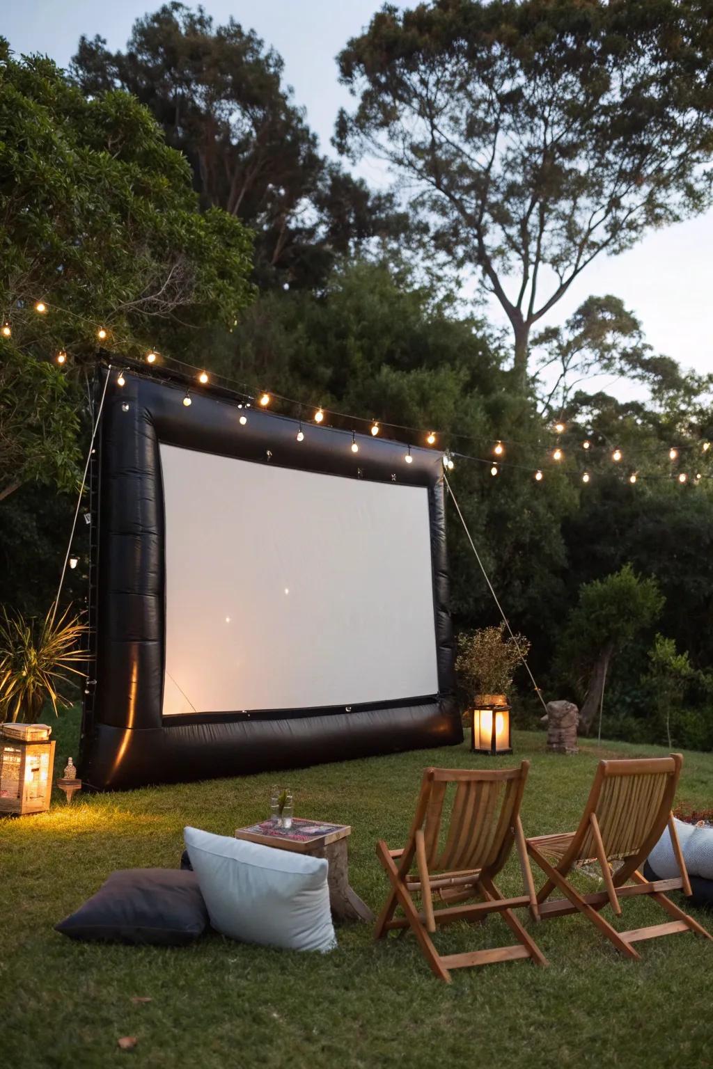 Experience the enchantment of viewing nights beneath the stars with a striking blow-up display setup.
