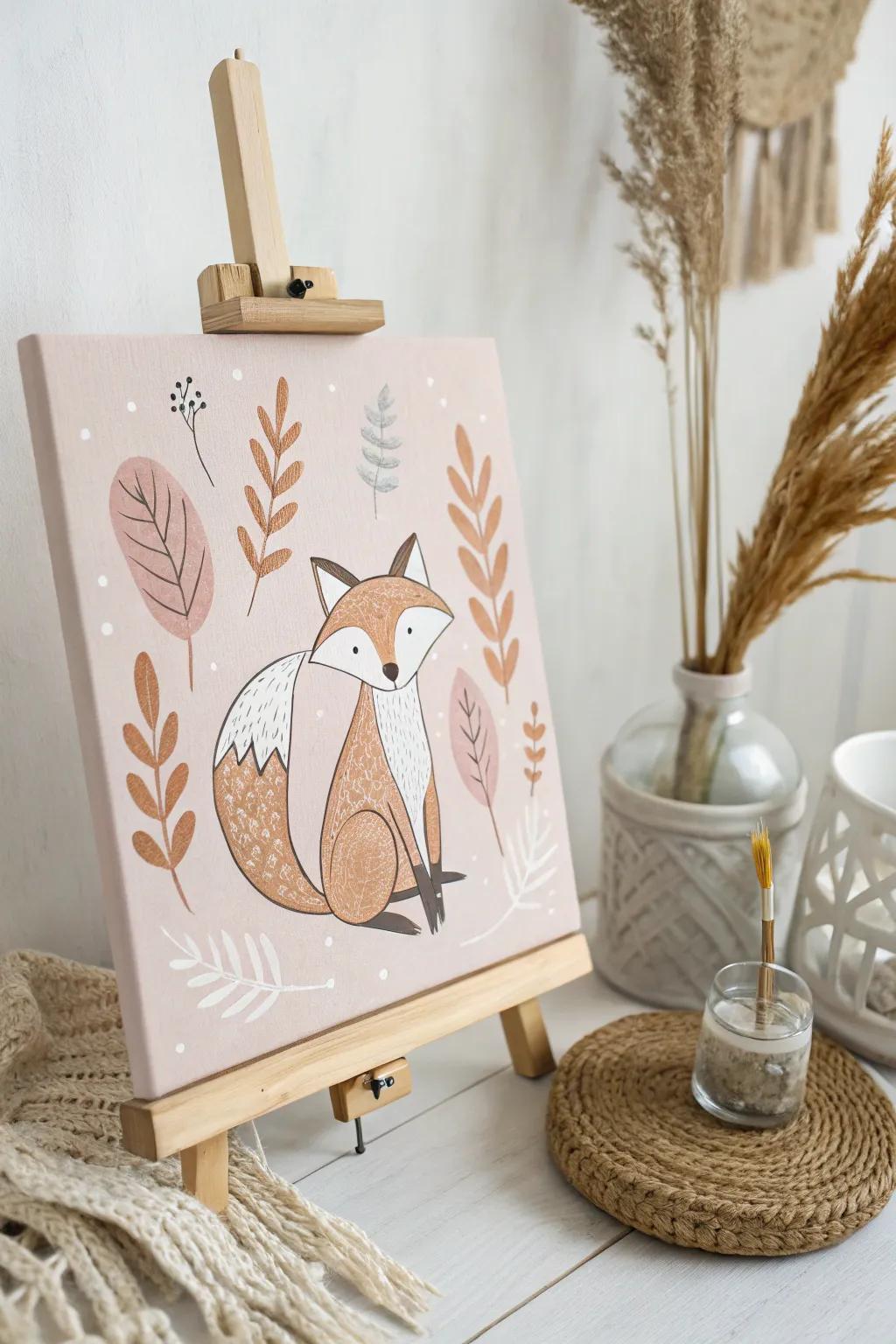Capture the allure of the forest with this minimalist sylvan fox artwork, ideal for adding a spirited yet serene impression to your area.