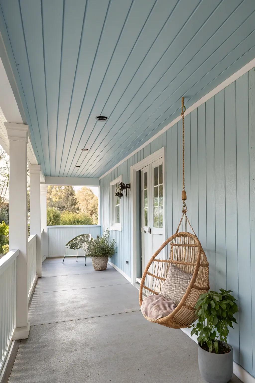 Enhance your porch into an oasis of calm with an azure overhead.