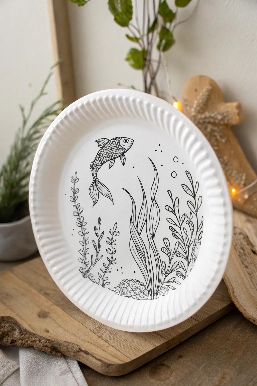 Dive into creativity with this charming underwater paper plate art – a perfect blend of simplicity and oceanic whimsy.