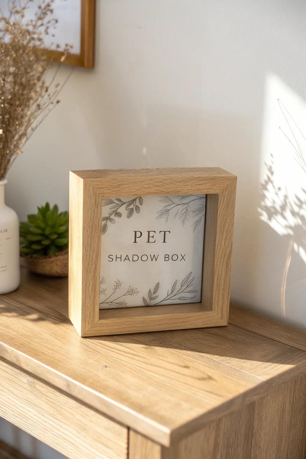Treasure the bond through an understated pet shadow box that superbly denotes the significant dates of your furry friend's life. 🌿✨ #ScandinavianDesign #BohoMinimalism