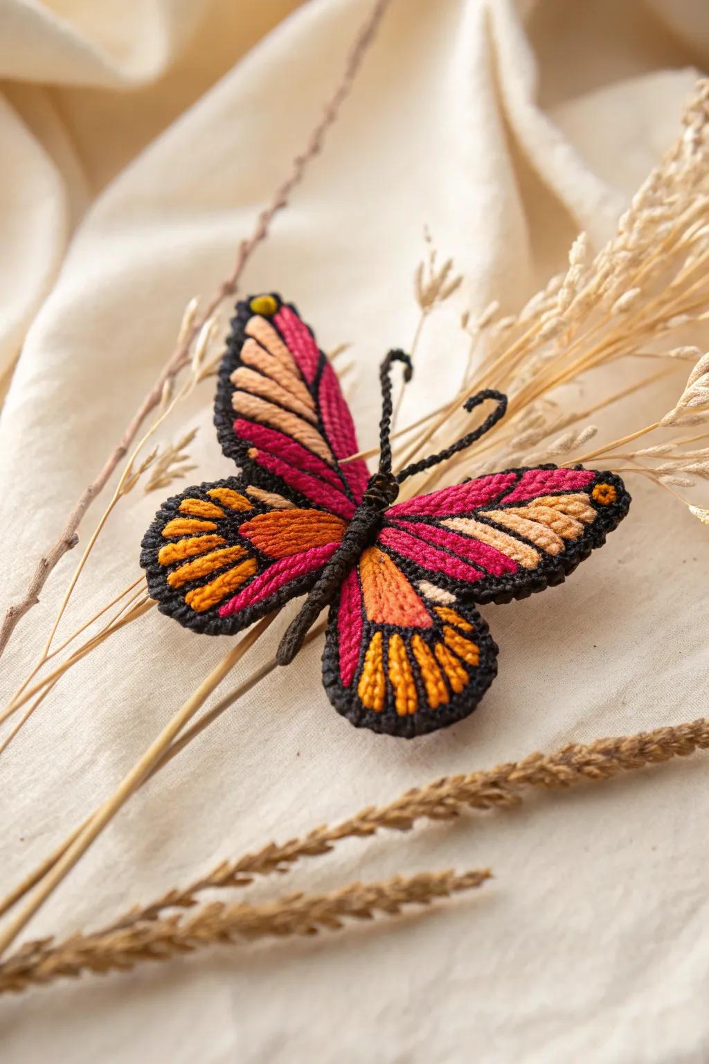 Subtle beauty in simplicity: A handcrafted lepidopteran poised to usher sunshine into your environment.