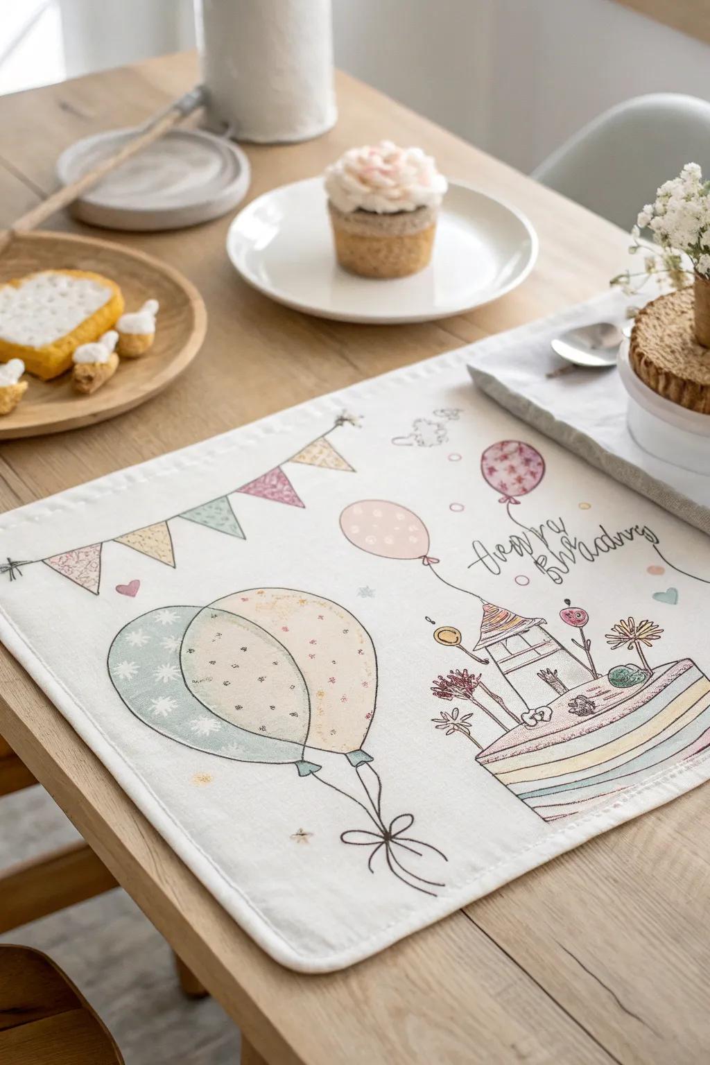 Celebrate every meal using this charming birthday tablemat, where minimalist aesthetics converge with celebratory amusement!