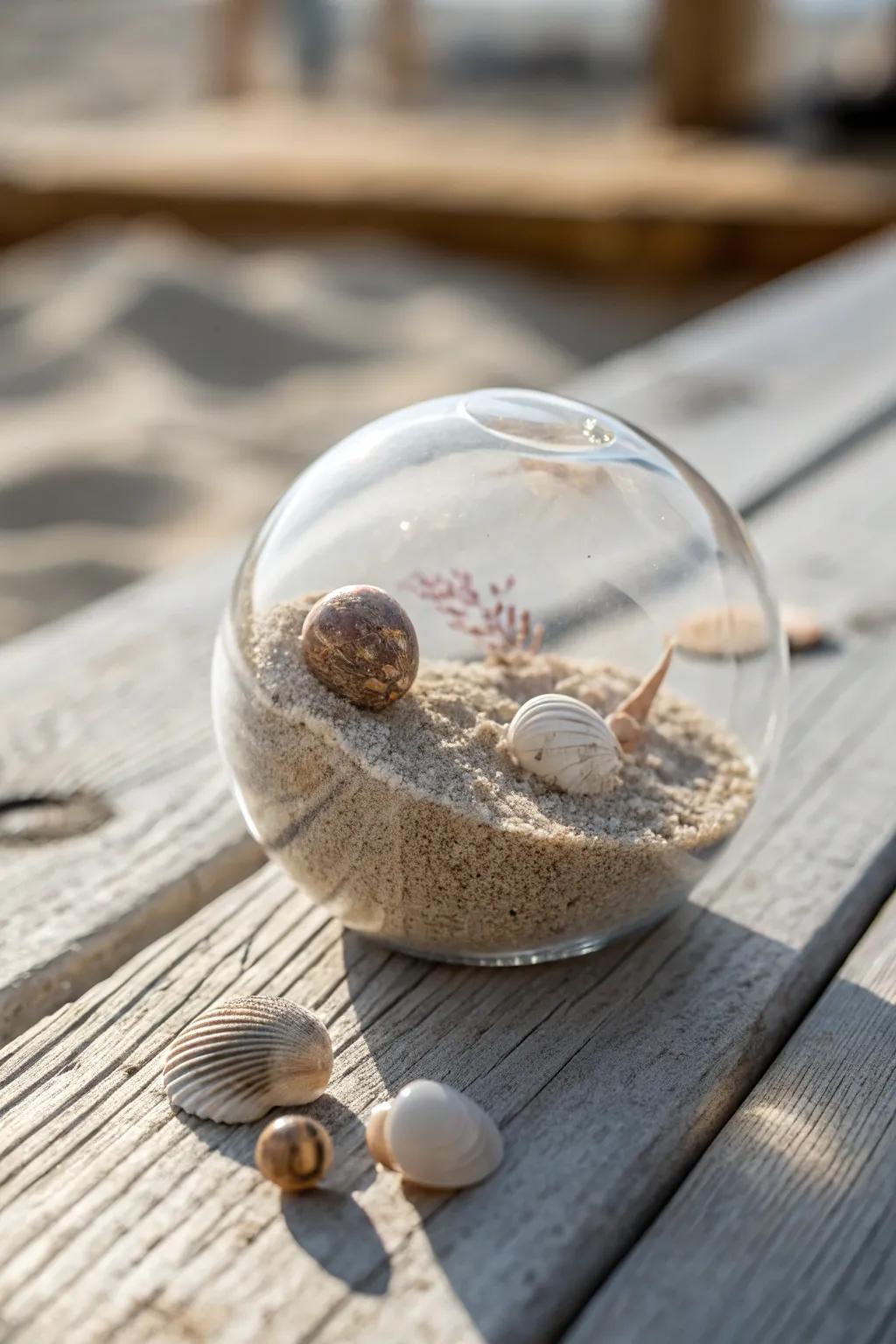 Capture the essence of summertime bliss with this refined, beach-inspired keepsake, artfully designed.