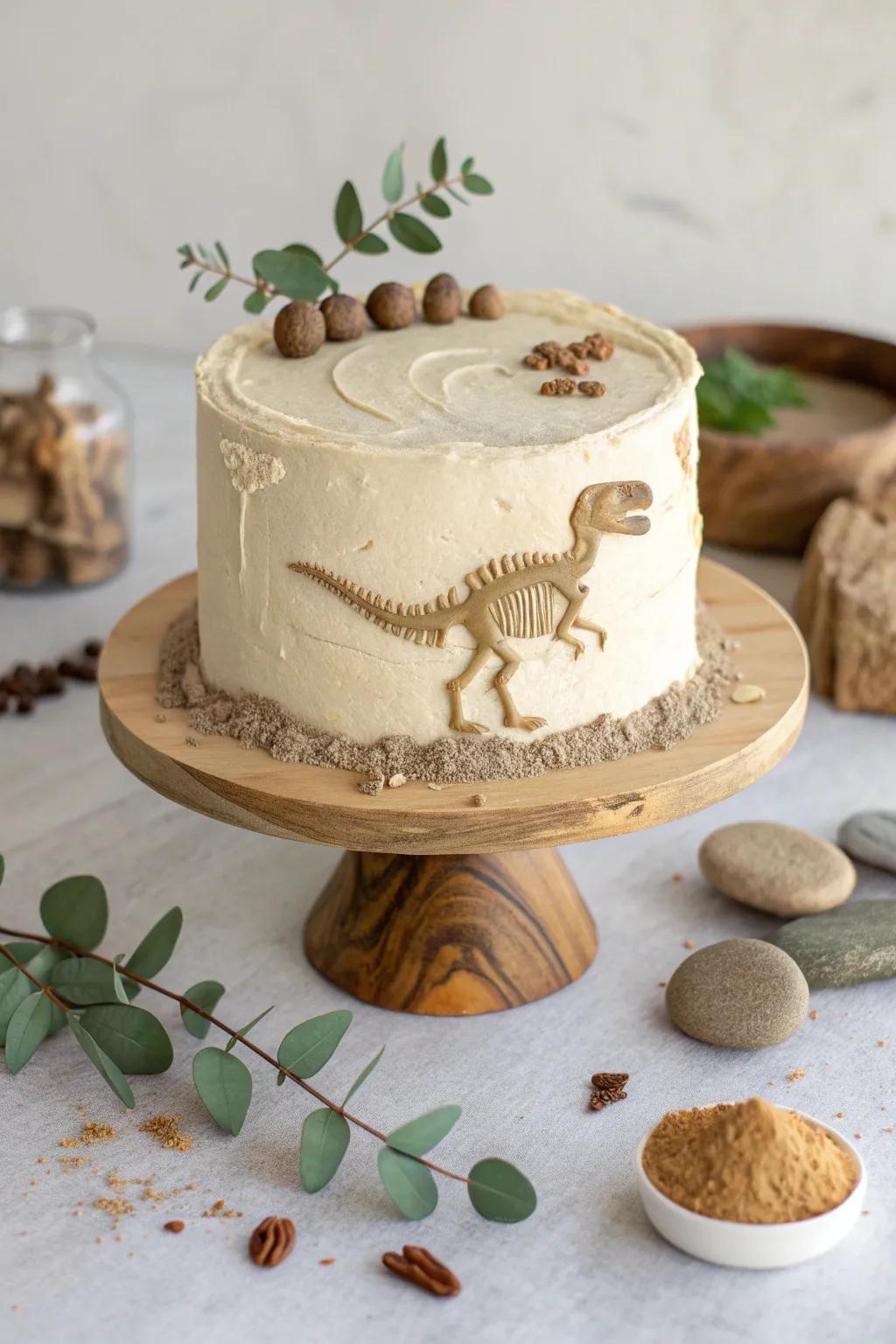 Unearth the fun with this Ancient Reptile Dig cake, a delightful treat for your little paleontologist!