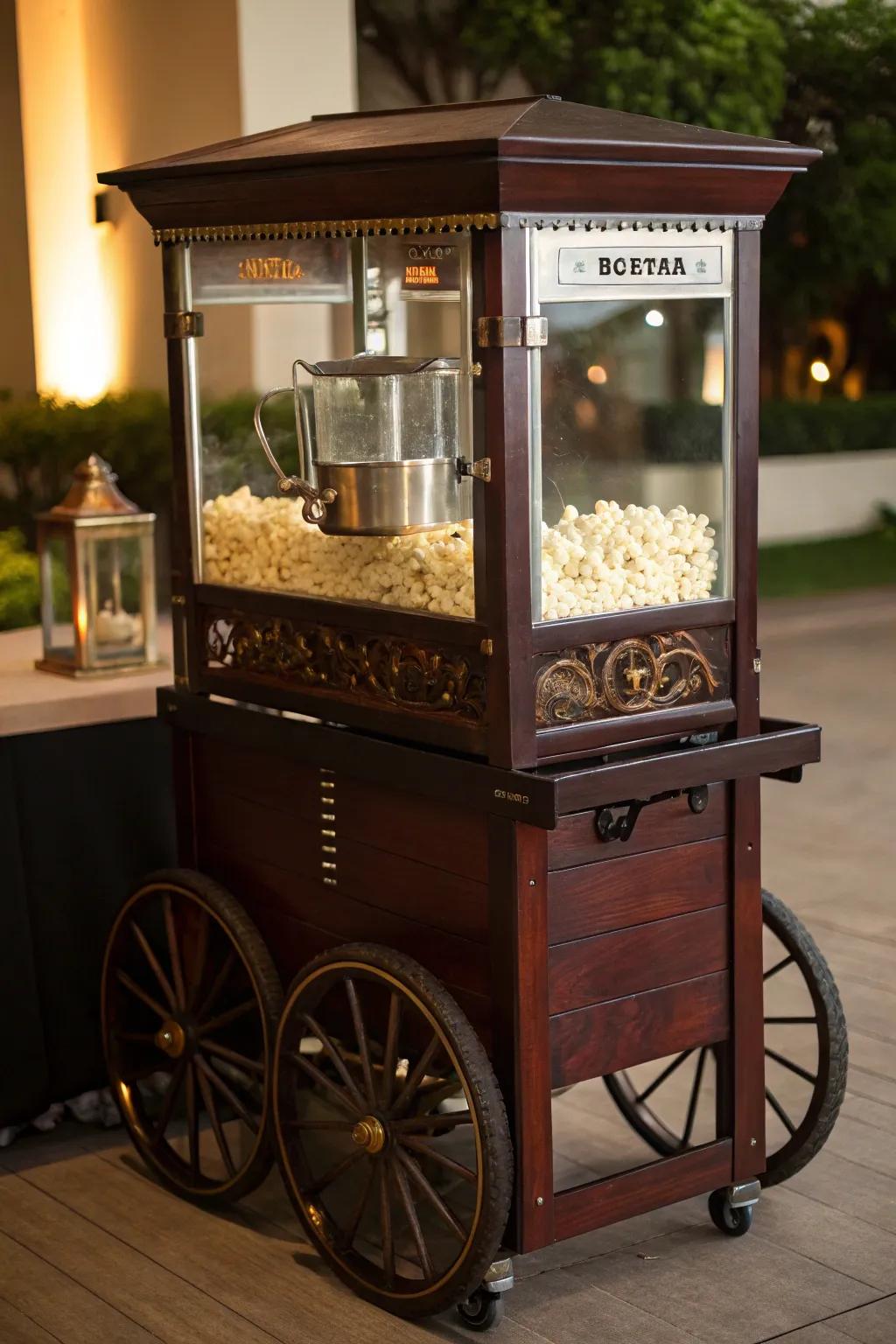 Transport your popcorn revelry anywhere using this chic, handcrafted mobile kiosk.