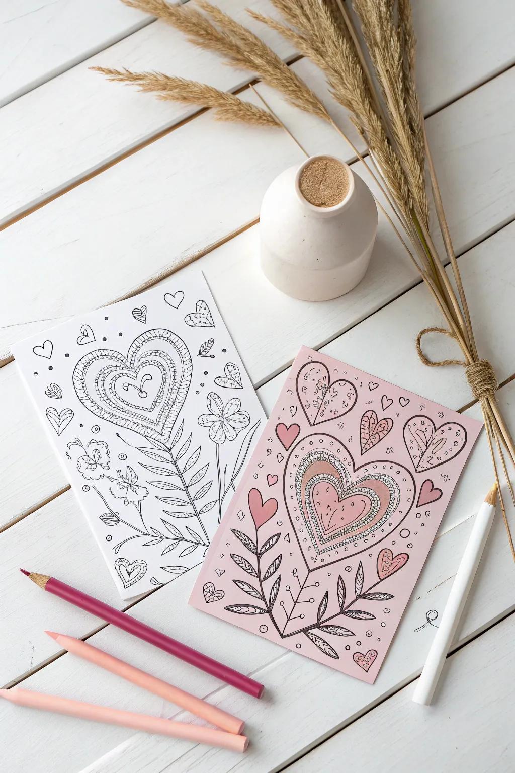 Inspire budding artists using engaging Valentine's Day correspondence cards to color and exchange!