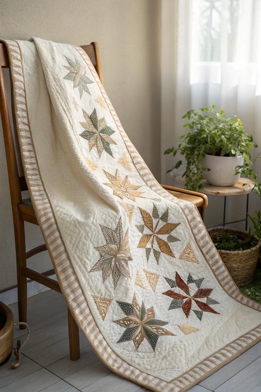 Refined particulars converge with minimalist grace in this captivating quilt border design.