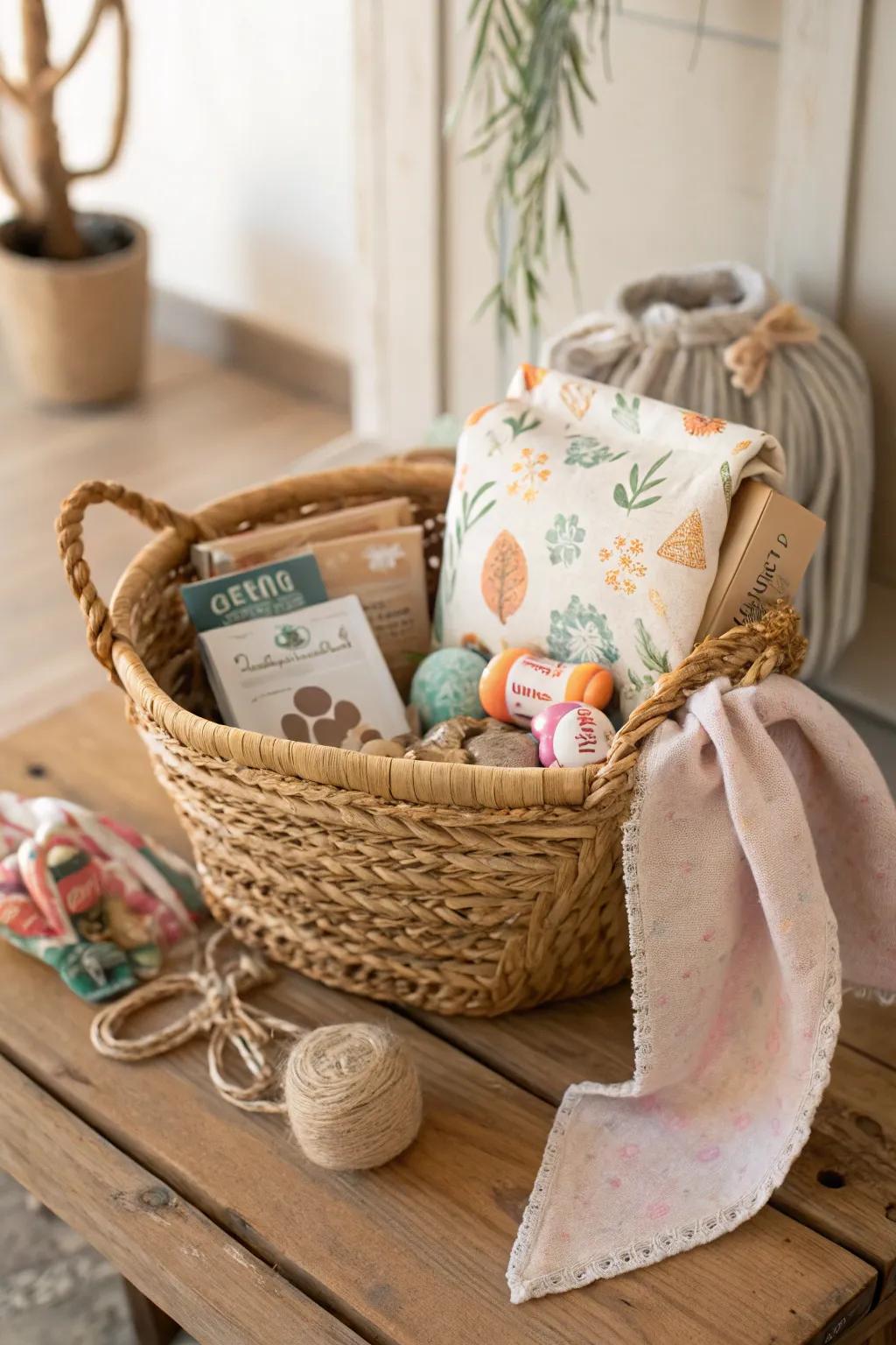 A lovely gift for animal enthusiasts, this basket overflows with affection and joy for furry companions. 🐾✨