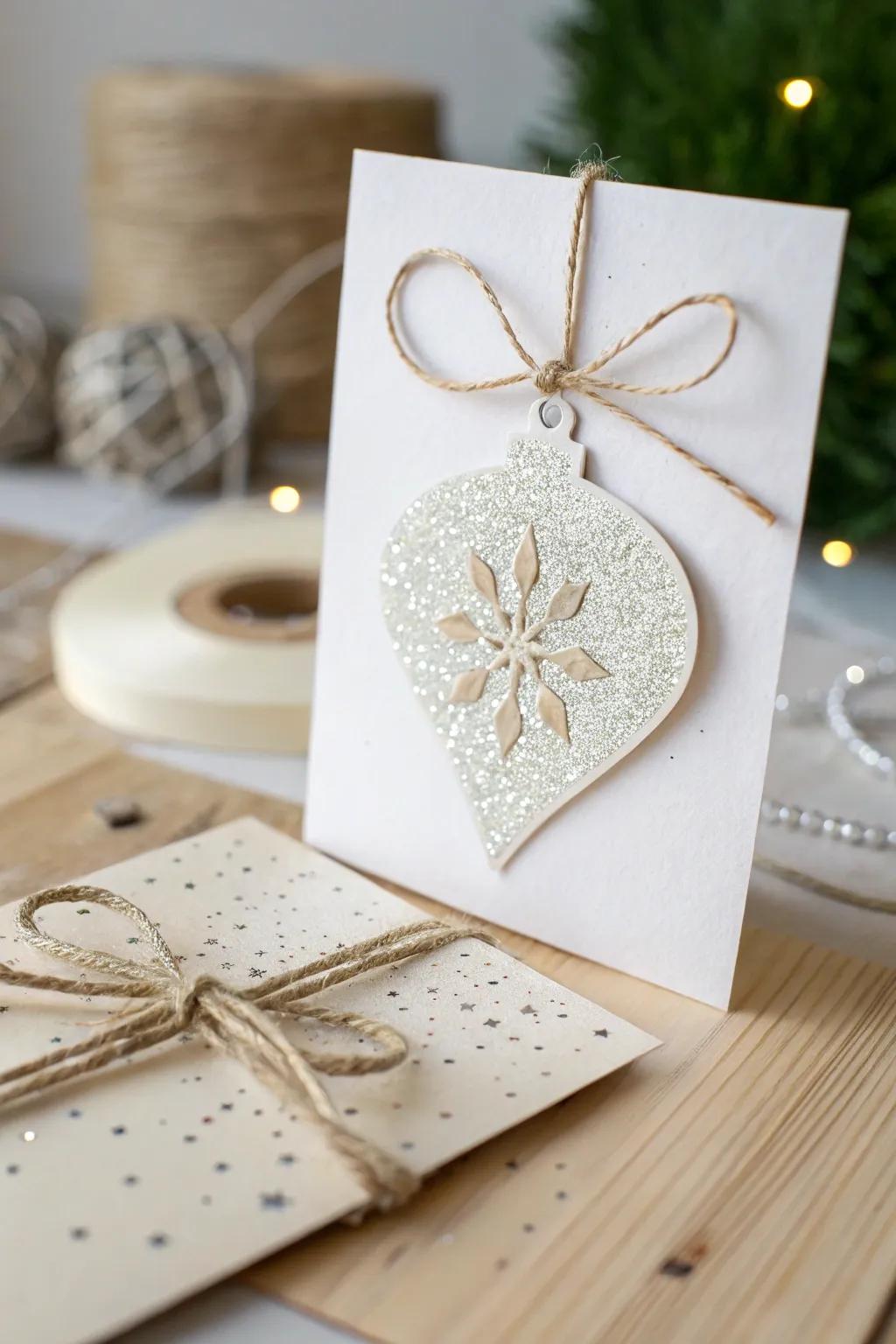 Effervescence and Clarity: Handmade Glistening Bauble Card for a Festive Element