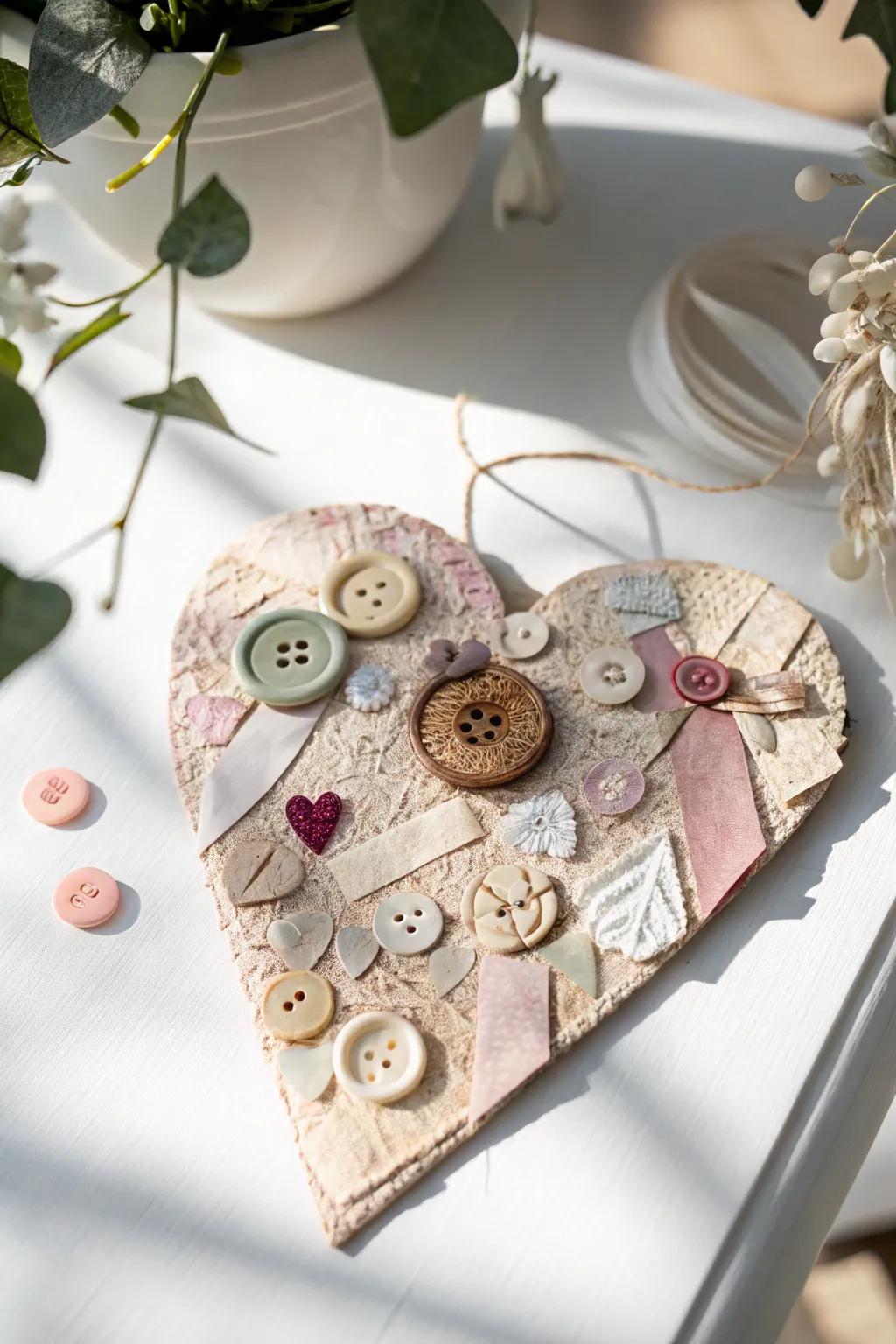 Handcrafted with Affection: A Basic Heart with a Button Highlight