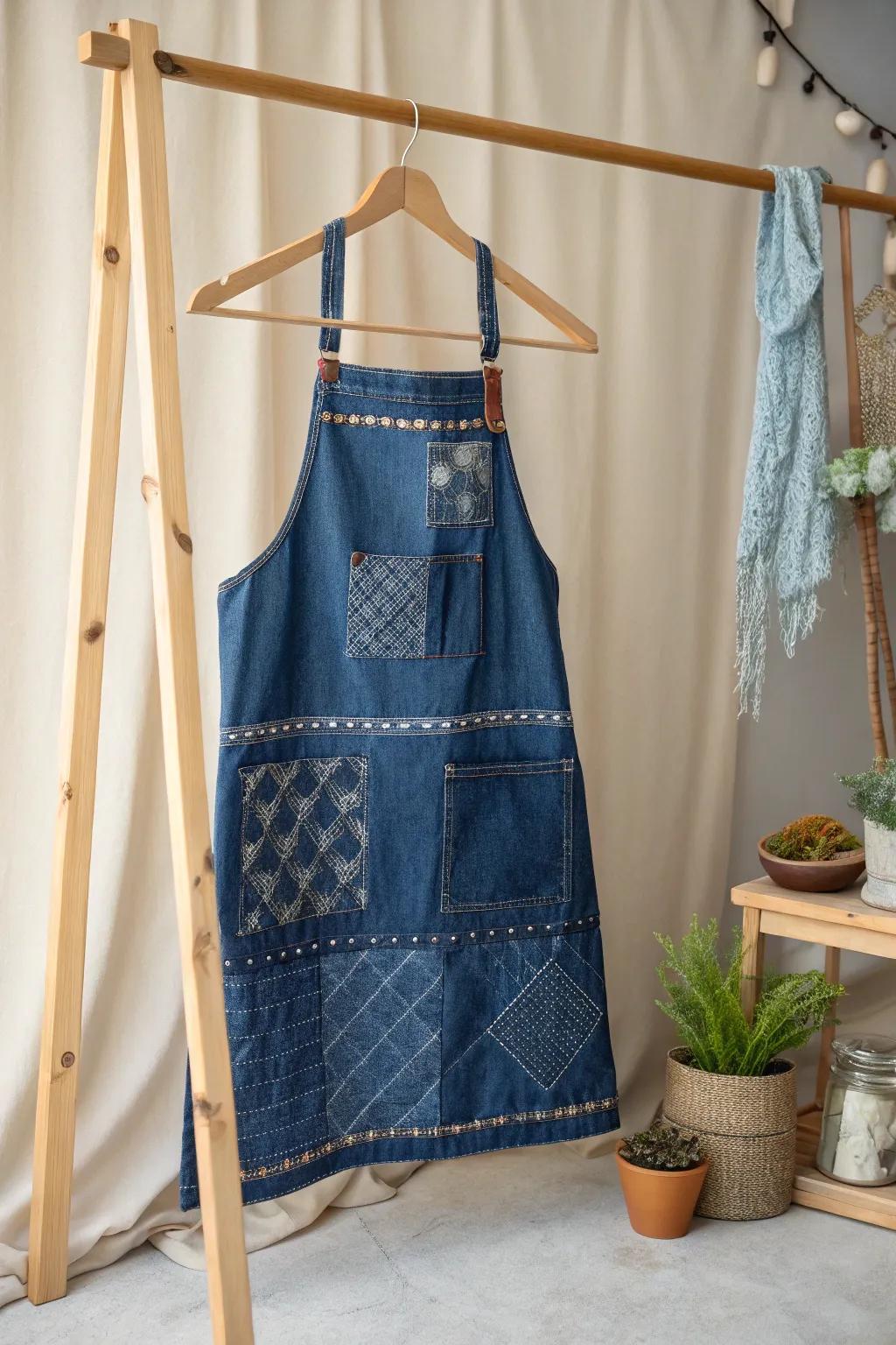 Transform your aged jeans into a chic apron with our upcycled denim project concepts. Embrace simplicity and innate beauty with a personal imprint.