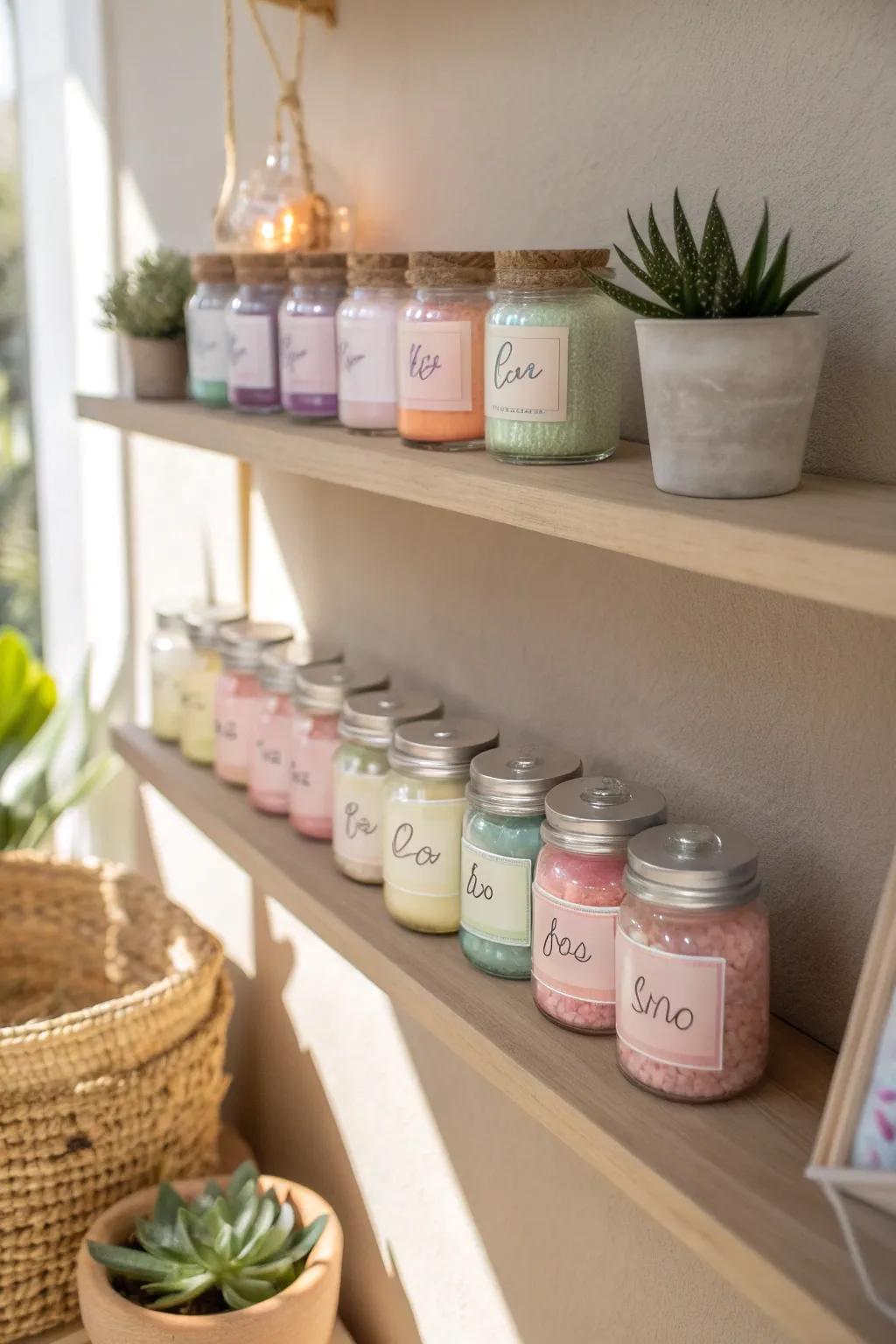 Elevate your slime collection with charming labels for a touch of organized sophistication.