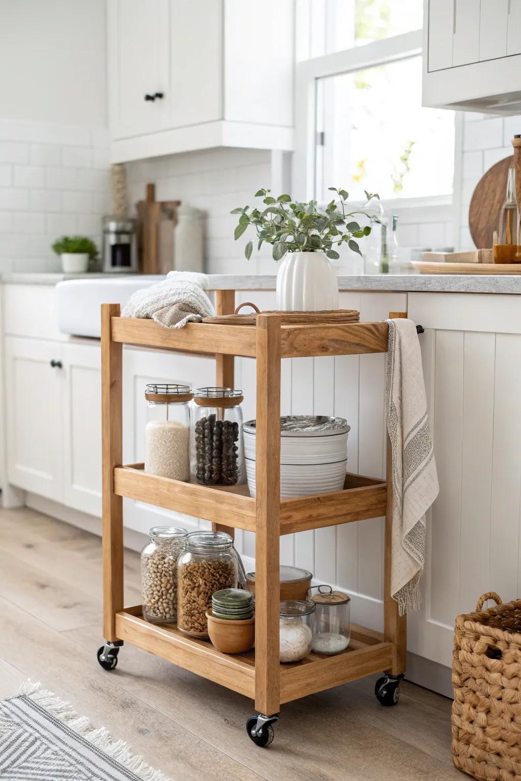Transform your small kitchen with refined, multi-purpose furnishings that combine sophistication with practicality. 🌿 #MinimalistLiving #ScandiBoho