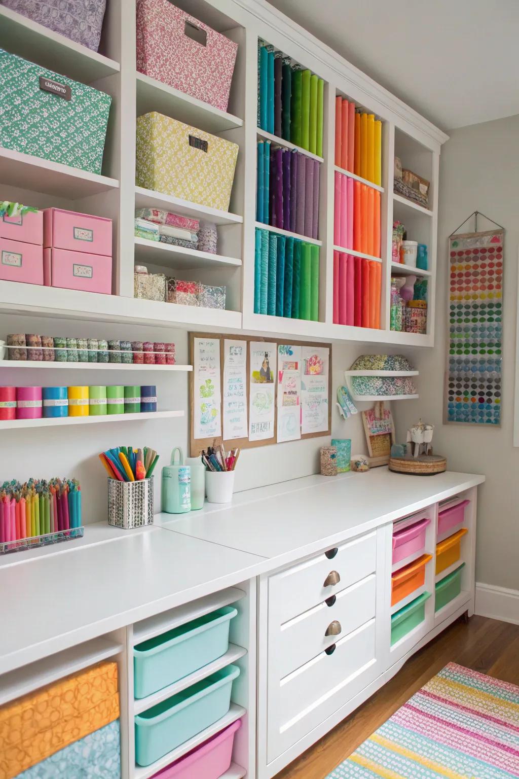 Cultivate a space that fuels your creativity, keeping all your supplies in order.