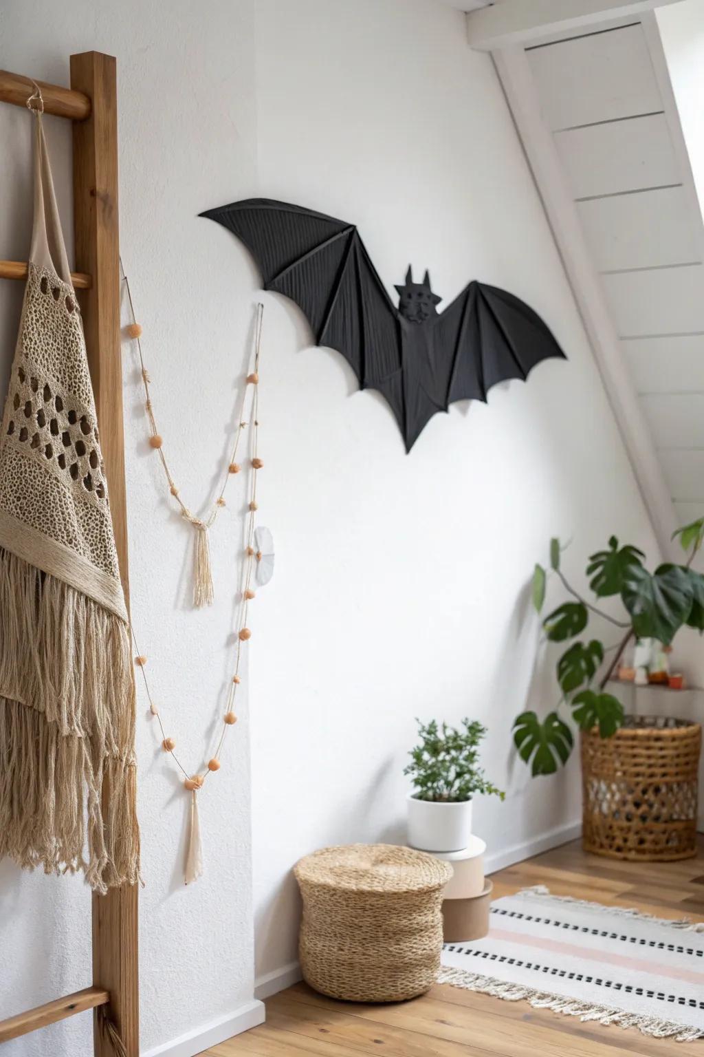 Incorporate a hint of Halloween sophistication with handcrafted chiropterans in your understated area.