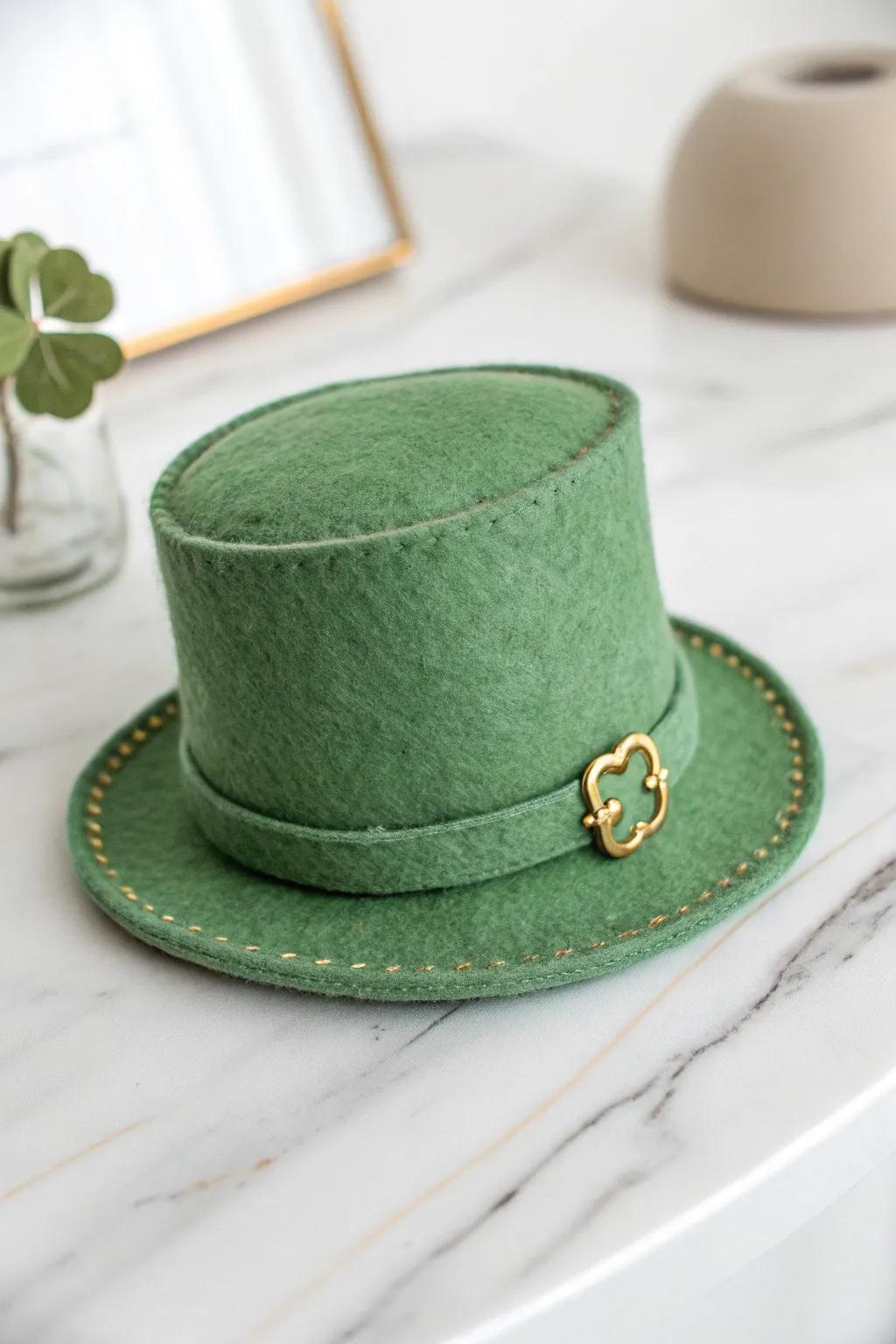 Celebrate St. Patrick's Day by a dash involving simplistic charm: a handmade felt elf topper suited to playful visions including elegant adornment.