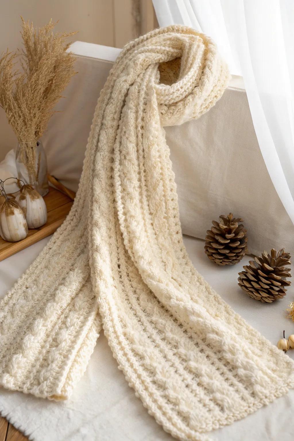Wrap yourself in comforting elegance with this handcrafted soft wrap, a perfect blend of style and warmth.